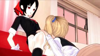 Love is War lesbian Hentai - Ai Hayasaka eats pussy, fucks Kaguya Shinomiya with a strapon
