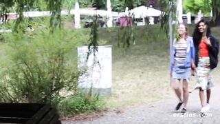 after a walk in the park, amateur lesbians go home and make love