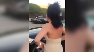 Two "ladies" w/o underwear fighting in car parking