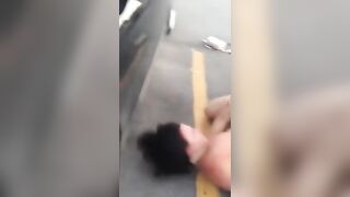 Two "ladies" w/o underwear fighting in car parking