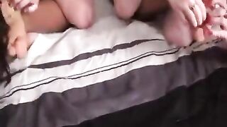 Interracial foot worshipping lesbian threeway