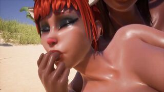 Sexy Reindeer Girls on Spring Break, Part 1 - Lesbian Orgy at the Nude Beach