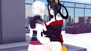 High School DxD Koneko and Kuroka Lesbian Hentai