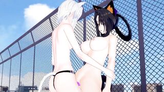 High School DxD Koneko and Kuroka Lesbian Hentai