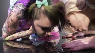 Lesbian gang torture fucks their tied victim