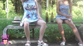 Drinking with my Stepsister without Panties in Park