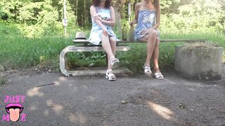 Drinking with my Stepsister without Panties in Park