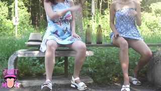 Drinking with my Stepsister without Panties in Park