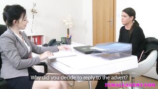 Female Agent Shy beauty seduced and fucked by busty agent