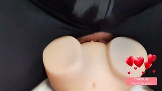 Teen Girl Lesbian Tribbing - Rubbing Pussy on Pussy in Crotchless Leggings