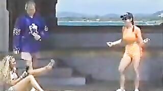 Vintage lesbian whipped cream foot worship on stage