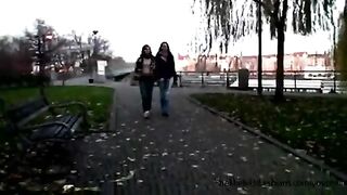 Old lesbian teacher seduced two slim teen students making them lick and pet each other