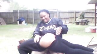 Nicole Gets a Hard Spanking outside for Skipping School