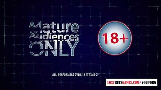 Girls and guy play a strip game