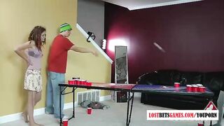 Girls and guy play a strip game