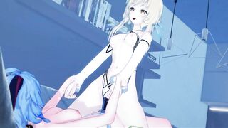 Genshin Impact - Ganyu Fucking Lumine with a Strapon - Lesbian Hentai.