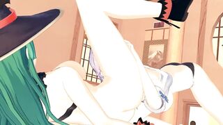 Reine eats Natsumi's pussy before they trib - Date a Live Hentai.