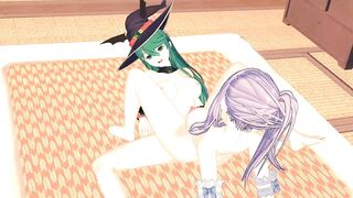 Reine eats Natsumi's pussy before they trib - Date a Live Hentai.