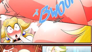 Peach party - Boobs and belly growth mushroom - Lesbian hentai comic
