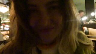 Lesbian Domme Tests Remote Control Vibrator on sub at a Restaurant!