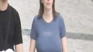 Huge Boobs Bouncing Down the Street