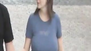 Huge Boobs Bouncing Down the Street