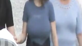 Huge Boobs Bouncing Down the Street