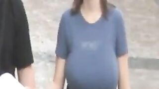 Huge Boobs Bouncing Down the Street