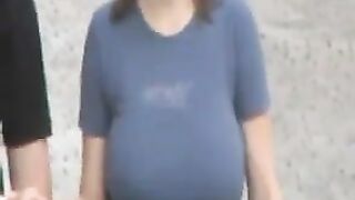 Huge Boobs Bouncing Down the Street