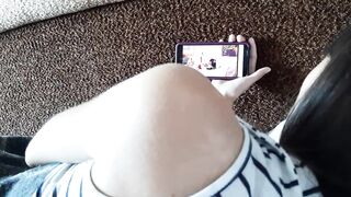 We Watched Lesbian Porn with my Girlfriend and I Secretly Started Masturbating and Finished.