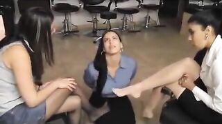 Stinky Nylon Foot Punishment At The Beauty Salon