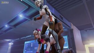 D.Va x Mercy x Pharah - Overwatch Threesome