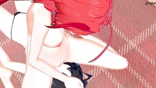 Rias Gremory gets her pussy eaten by Kuroka Toujou before getting fucked with a strapon - Highschool DxD Hentai.