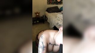 Ugly butch lesbian dyke Billie Butch sucks BBC dildo cock