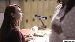 Lesbian sex with teacher and desperate schoolgirl and MILF