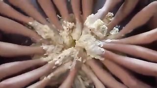 Sexy Porn Stars Barefoot Cake Crushing