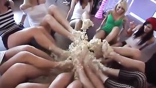 Sexy Porn Stars Barefoot Cake Crushing