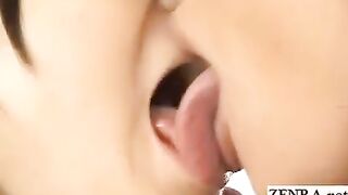 Asian lesbian kissing long tongue