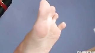 Czech Tied Foot Worship 3some