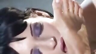 close-up lesbian toe sucking