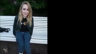 Naughty lesbians licking pussy in a public park