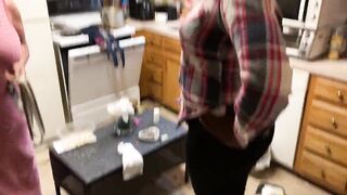Ebony girl gets spanked in the kitchen