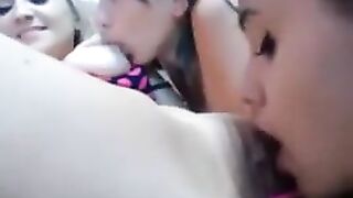 three lesbians licking pussy and sucking nipples boobs