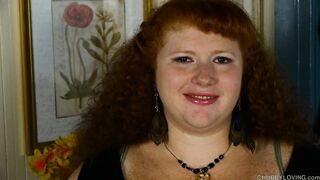 Cute chubby redhead talks dirty while fucking her soaking wet pussy