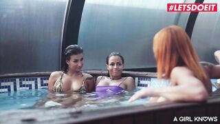 AGirlKnows - Canela Skin, Susy Gala and Kessy Shy Lesbian Pool Sex Full Scene - LETSDOEIT