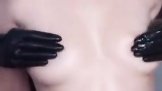 Two blondes get latex lesbian glove pleasure