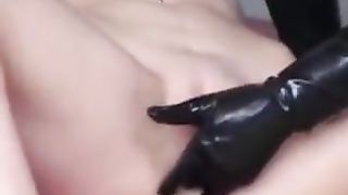Two blondes get latex lesbian glove pleasure