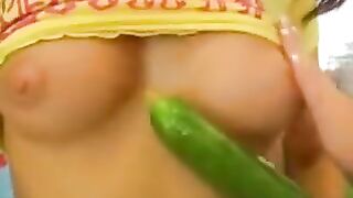 Pussy loves a cucumber