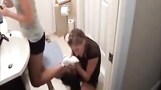 Sexy girl smell socks and feet