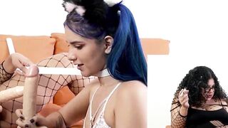 Diana Marquez uses Min Galilea as her slut, she gives a strong ass penetration for a little lady with a big dildo and makes her ass squirt, interracial lesbian sex(Preview). Instagram @the 2001xperience @Mingalilea